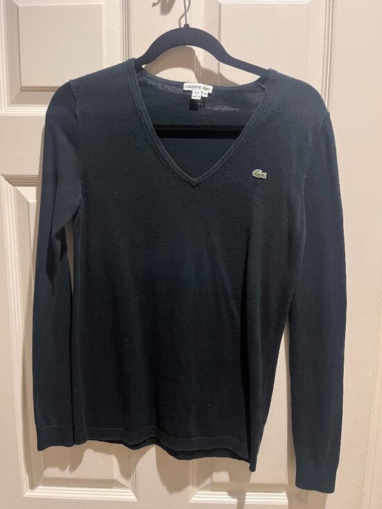 Lacoste Sweaters - Lacoste black v-neck sweater in a M eu size 40